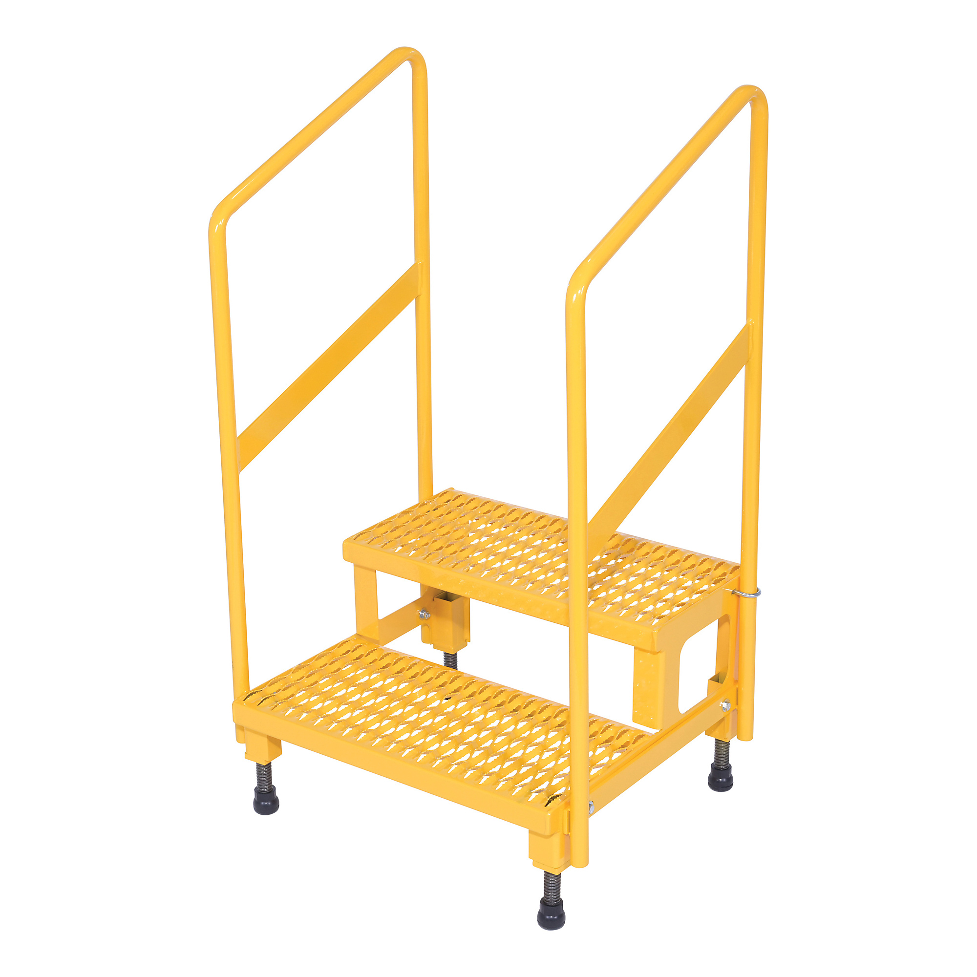 Vestil Adjustable Height Step Stand with Handrail - 500-Lb. Capacity, Steel, Serrated Surface, Model# ASP-24-HR